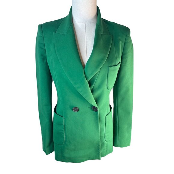 ZARA XS Woman Green Double-Breasted Blazer Jacket - Picture 5 of 16
